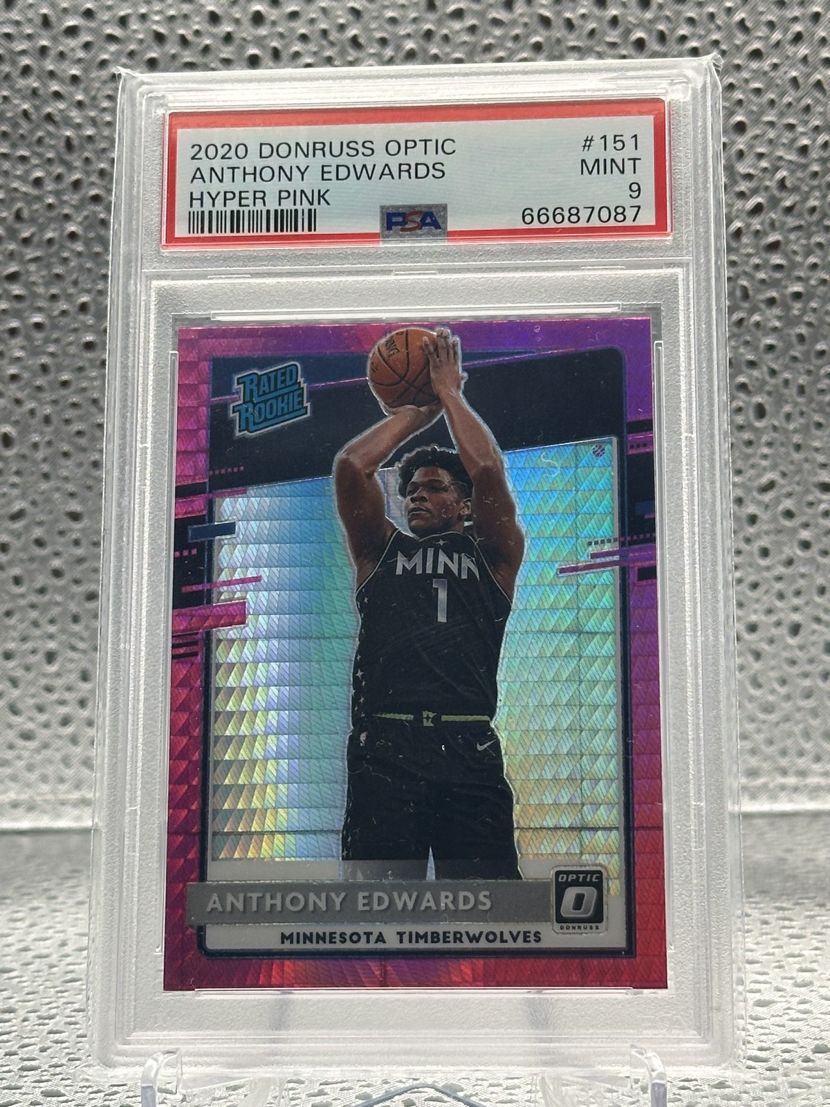 2020-21 Panini Donruss Optic Rated Rookie Anthony Edwards #151 Pink Hyper PSA 9