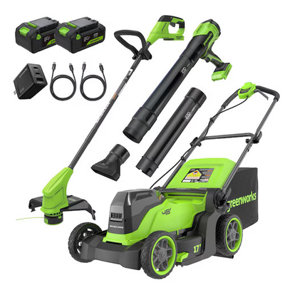 #ad Greenworks 24 volt Cordless Battery String Trimmer and Leaf Blower and Lawn Mowe $389.00