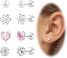 Hypoallergenic Earrings for Girls Toddler Surgical Steel Screw Gold Cute Mixed