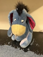 Walt Disney Store Blue Eeyore Plush Stuffed Animal Toy 11" w/ Detachable Tail