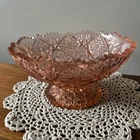 Vintage Antique Pink Depression Glass Saw Tooth Fancy Flowers Centerpiece Bowl