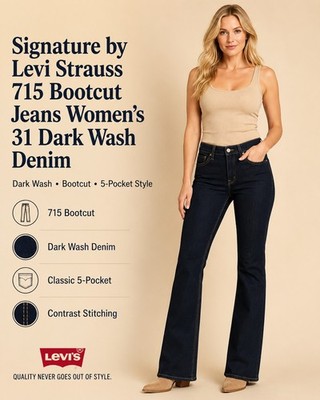 Levi s Signature 715 Bootcut Jeans Women s Size 31 Dark Wash Denim Waterless