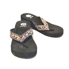 Yellow Box Skyllah Wedge Sandals Sz 7.5 Multi Rhinestone Platform Flip Flop
