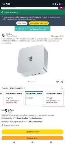 Beelink SER8 Mini PC AMD Ryzen 7 8745HS, 32GB DDR5 RAM, 1TB SSD (NEW)