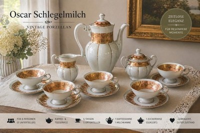 Oscar Schlegelmilch Porzellan Mocca Service Kaffeeservice 14 tlg. GOLD DEKOR