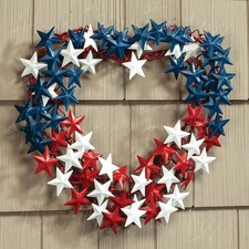 Patriotic Heart Shaped Star Wreath American Flag USA July 4th Door Home Decor