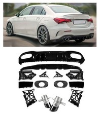Rear spoiler diffuser + exhaust tips 2x1 (BLACK) for Mercedes V177