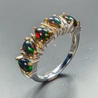 Gemstone Natural Black Opal Ring 925 Sterling Silver Size 6.5 /R471509