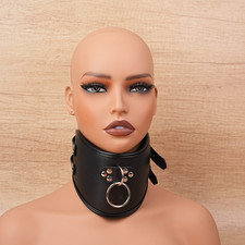 PU Leather Neck Collar Postures Strict Bondage Harness Straighten Up BDSM Women