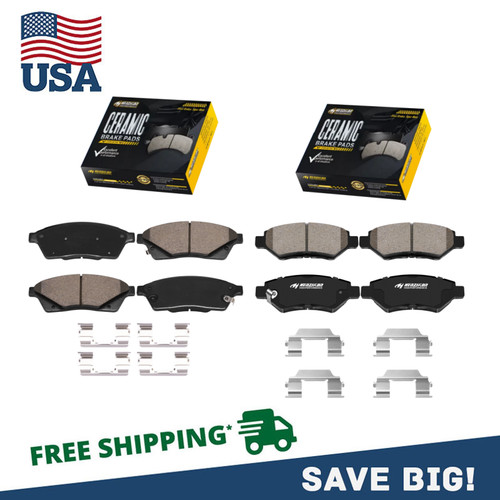 Front Rear Ceramic Brake Pads for 2014-2016 Cadillac SRX, 2011 SAAB 9-4X OE Spec