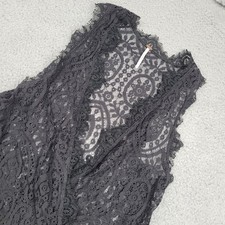 Free People Black Lace Plunging V Neck Sleeveless Mini Dress S