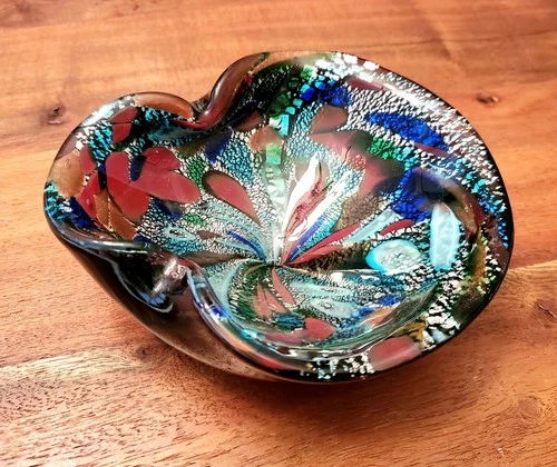 Vintage Murano Glass Tutti Frutti Amethyst Bowl 5.5"