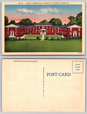 UGA Joseph E Brown Hall Athens GA Linen Postcard University Georgia NA-20