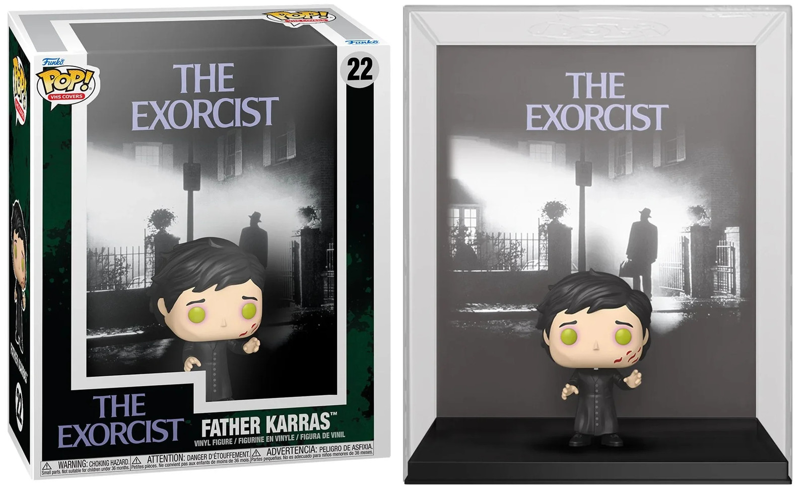 Cadeau fan horreur The Exorcist Pop! VHS Cover Father Karras n°22 coffret vitrine