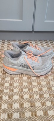 HOKA Bondi 7 Men s Breathable Mesh Lace-Up Running Sneaker Gray/Orange