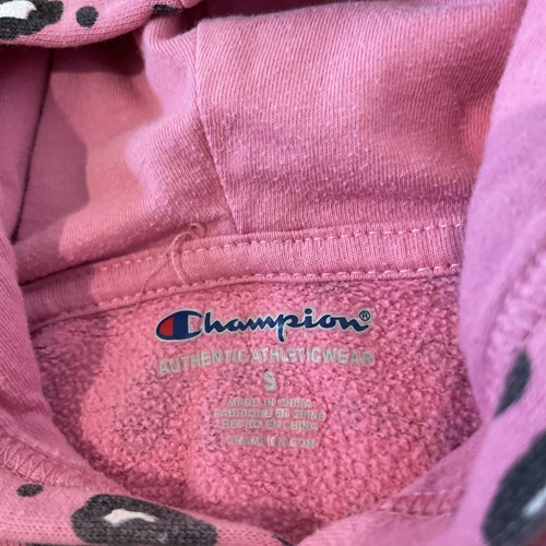 Girls Champion Pink Leopard Print Hoodie Sweatshirt Sz S - Picture 3 of 7
