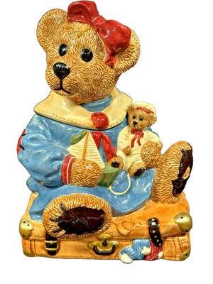 Boyds Bears Bailey Bear on Suitcase Cookie Jar Bearware Pottery Works #3E/2976