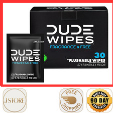 DUDE Wipes On-The-Go Flushable Wipes 30 Count Unscented