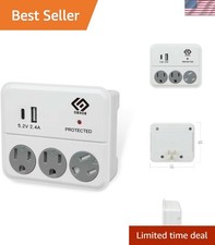 3-Outlet Wall Tap with 2.4A USB Charger  1000J Surge Protector, Listed