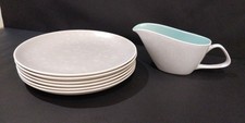 Vintage Retro 1960s Poole England Twintone 6 plates and gravy boat