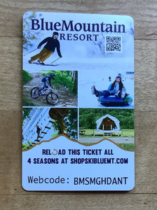 Blue Mountain Resort Pennsylvania Ski Lift Card