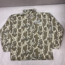 Mossy Oak Bottomland Pullover Mens Large Green Sweater Hunt Embroidery 1/4 Zip