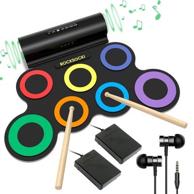 Electric Drum Set, 7-Pad Electronic Drum Set with Headphone Included, Roll-up...