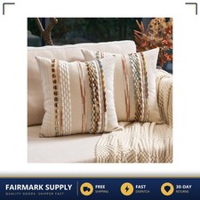 Boho Throw Pillow Covers 18x18 Inch Set of 2 Farmhouse Decorative