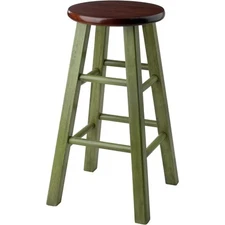 Winsome Ivy Counter Stool, Rustic Green and Walnut