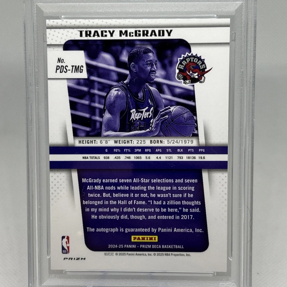 Prizm Deca Tracy McGrady 2024 automático púrpura Prizm/35 PSA 10 Pop 2 Foto 4 de 4