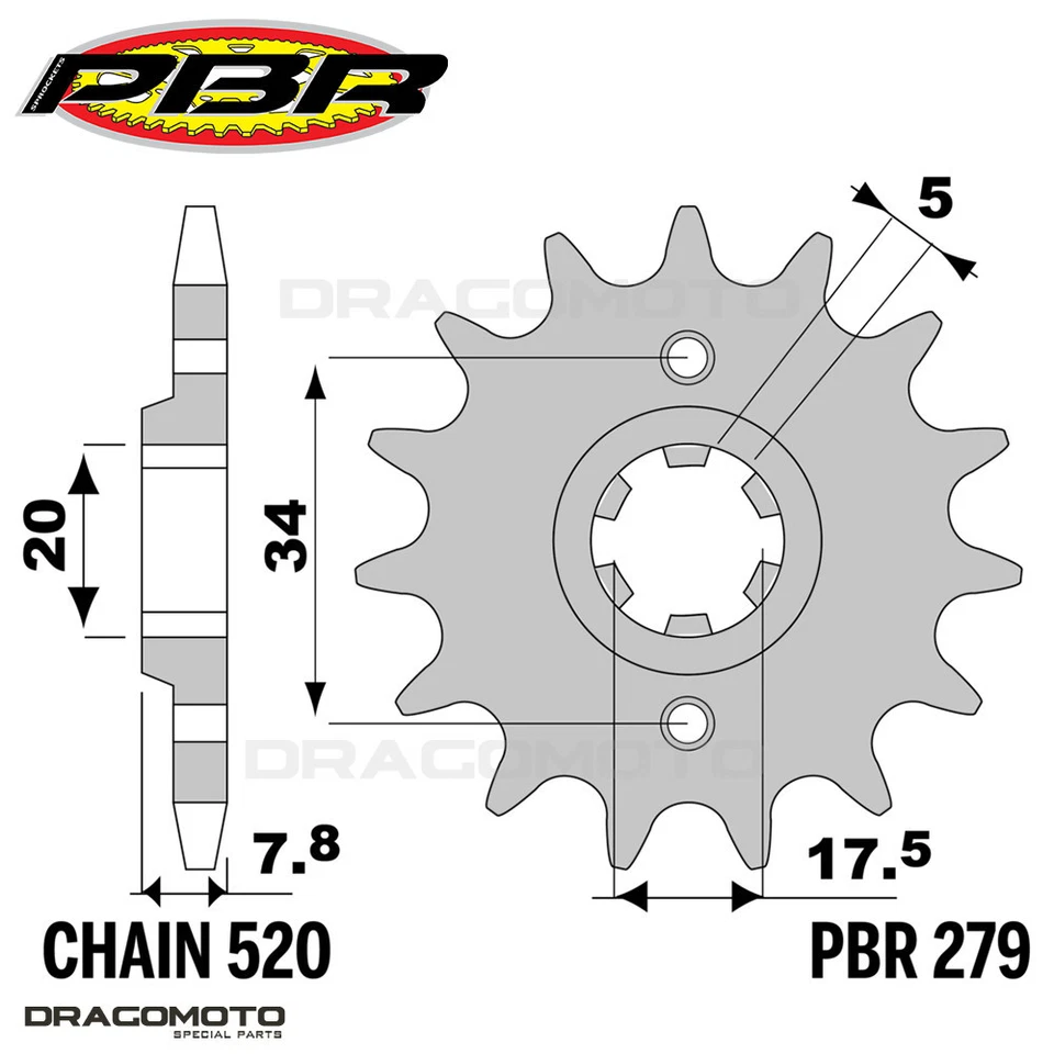 BULTACO SHERCO 2.9 290 2003-2006 catena corona pignone kit 520 PBR EK1453 Foto 4 de 4