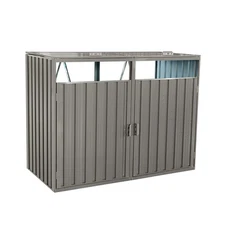 Grey Stainless Galvanized Steel Outdoor Garbage Bin Shed for Garden Yard