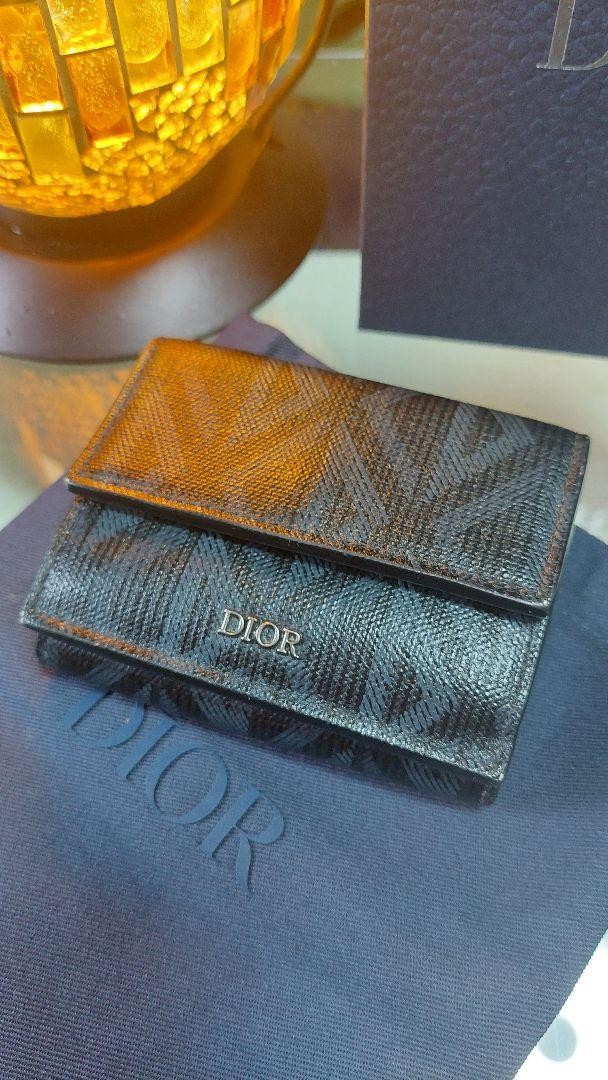 Dior Tri-Fold Black Leather Wallet for Men
