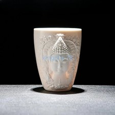 230ml Jade Porcelain Buddha Carving Teacup Water Supply Cup Buddhist Supplies