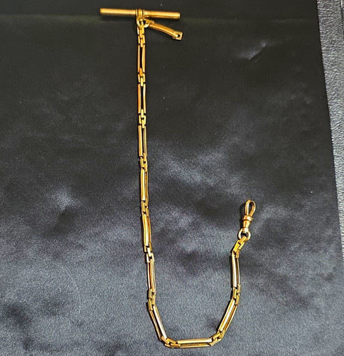 Simons Gold Tone Watch Chain Fob with T-Bar Clip