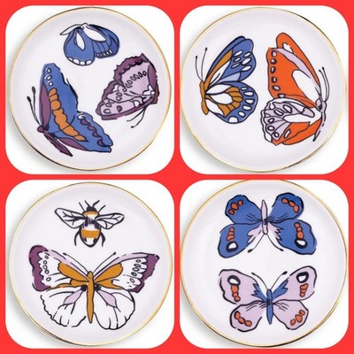 Vera Bradley Ceramic Coaster Set Of 4 Gift Box Butterflies -Wing Study Pattern