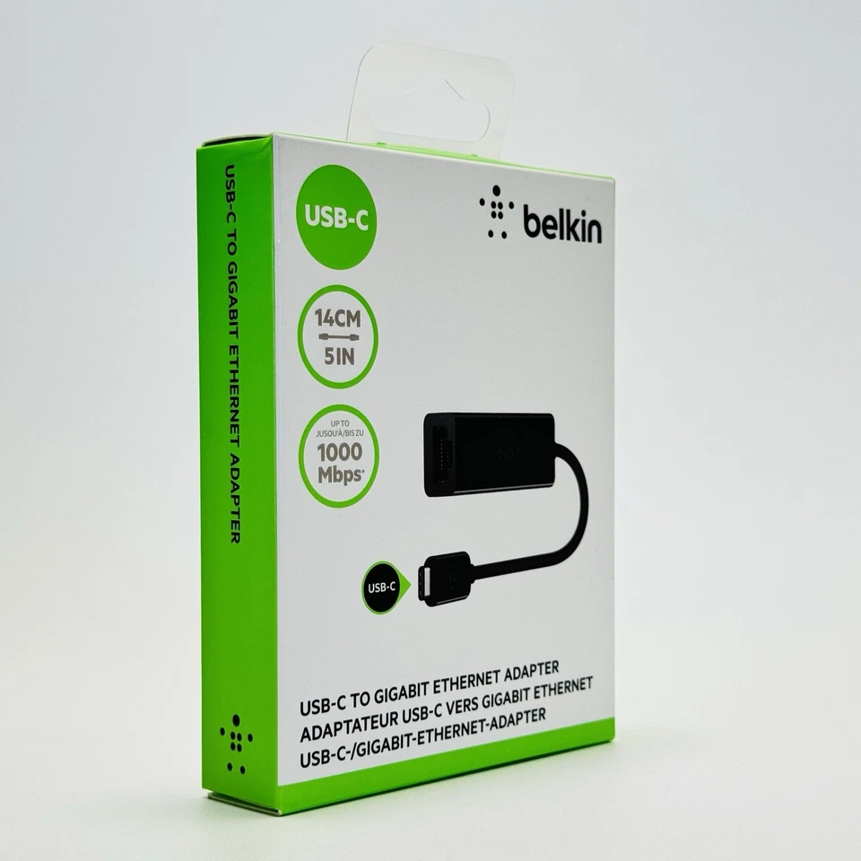 Belkin USB-C to Gigabit Ethernet Adapter SKU: F2CU040btBLK / B2B SKU: B2B145-BLK - Image 2 of 4