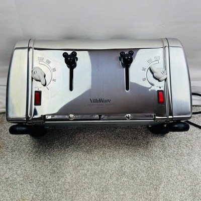 Mickey Classic 4 Slice Toaster VillaWare Chrome Model 5555-08 Works Great