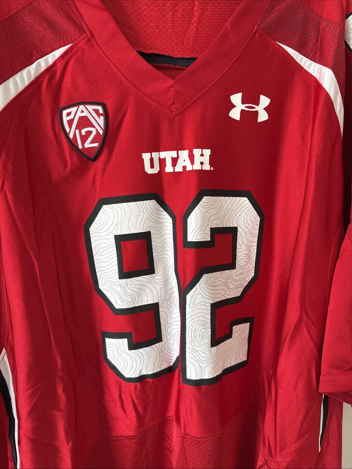 UNDER ARMOUR UNIVERSITY OF UTAH #92 RED FOOTBALL JERSEY MENS SIZE 2XL thumbnail 2