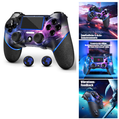 AceGamer Wireless Controller für PS4 Pro Slim PC Gamepad Galaxie mit Turbo, Dual