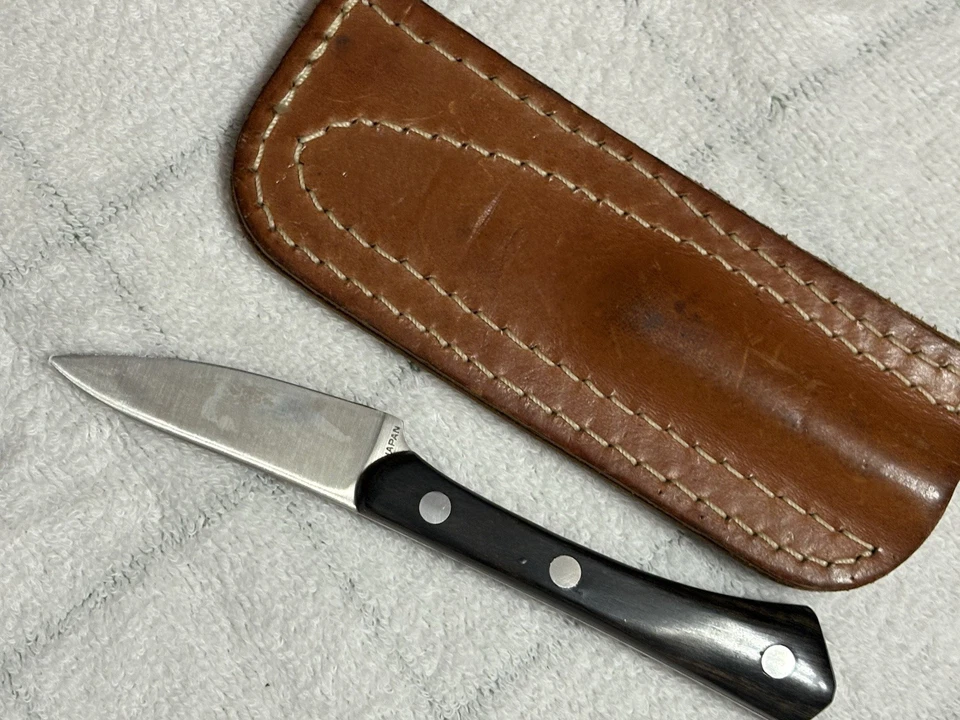 Cuchillo A G Russel pájaro/trucha/encapuchador/pelador con funda de bolsillo de cuero Foto 3 de 4