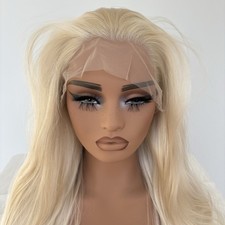 Soft Blonde Long Straight Glue Less Lace Front Wig Synthetic Hair