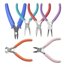 6Pcs Jewelry Making Kit: Pliers, Wire Cutters, Crimping Pliers More for Neckl