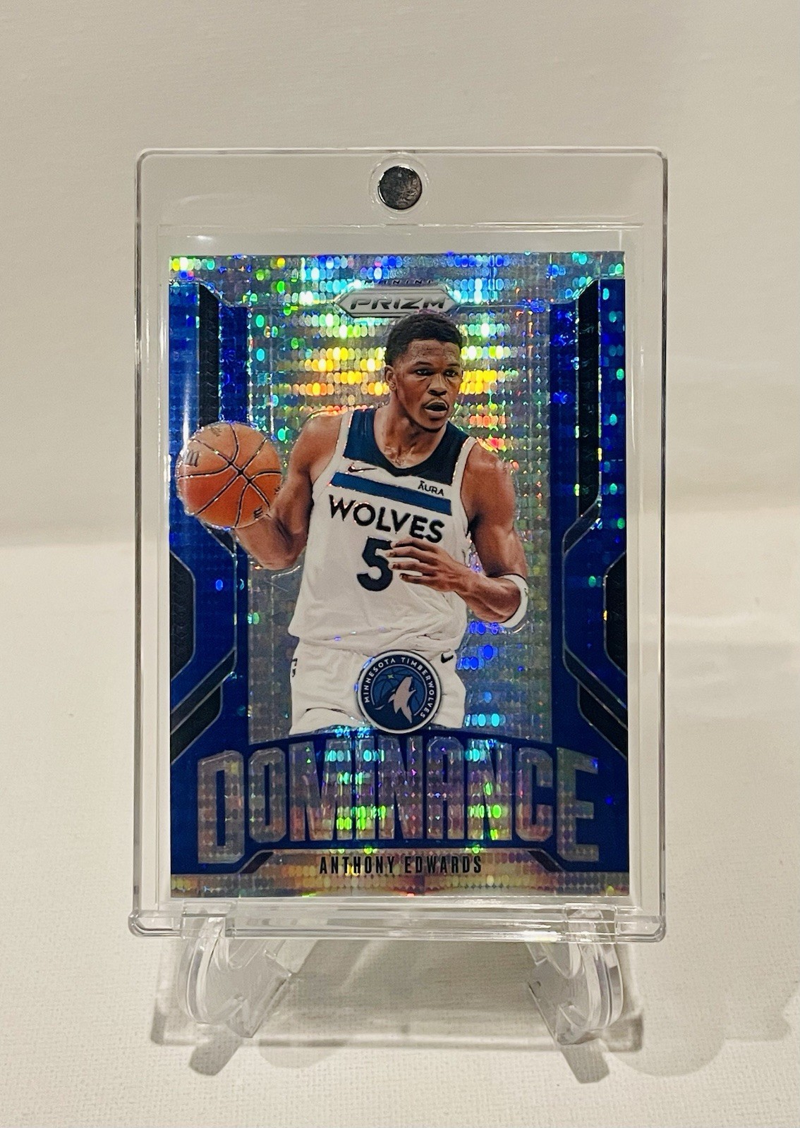 Anthony Edwards 2024-25 Panini Prizm Dominance /99 Blue Pulsar Prizm #9
