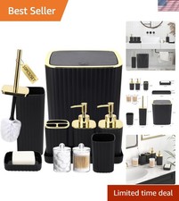 Bathroom Accessories Set - Gorgeous Black Bathroom Set, 10PC Bathroom Accesso...
