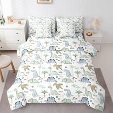 Kids Dinosaur Comforter Set Full Size,Cute Cartoon Dino Animal Kids Bedding S...