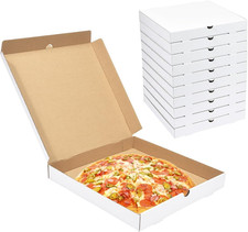 White Corrugated Cardboard Pizza Boxes 16X16X2 Inch,10 Pack Large Pizza Box for
