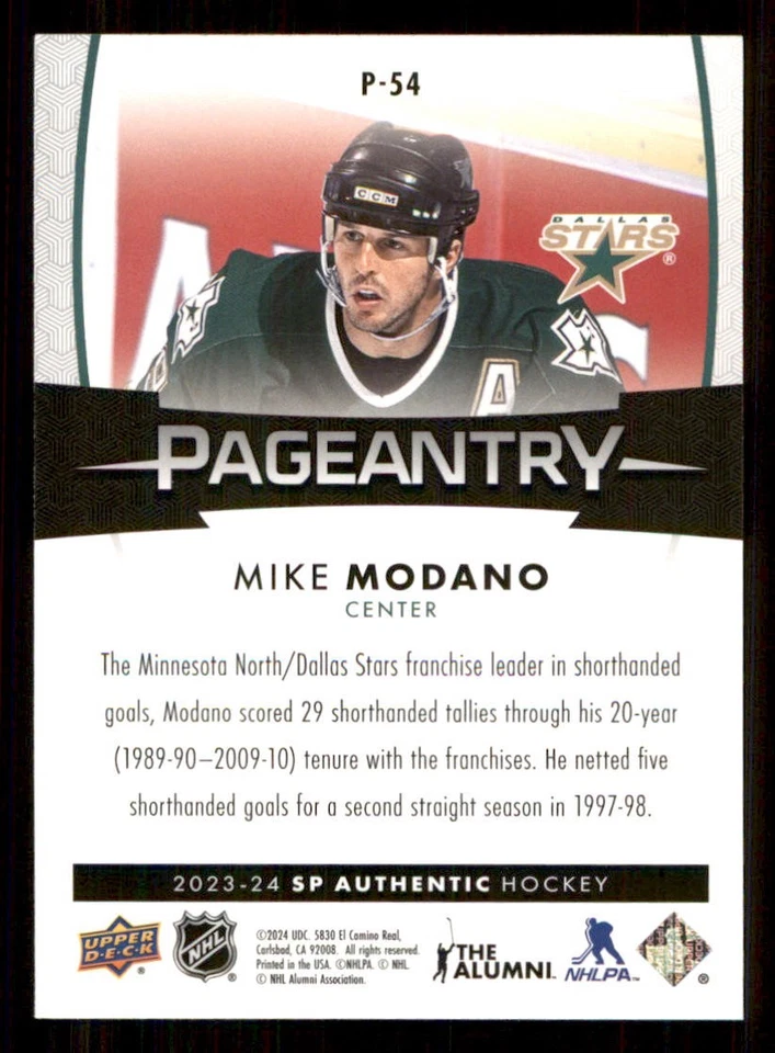 2023-24 SP Authentic Pageantry #P54 Mike Modano - Image 2 of 2