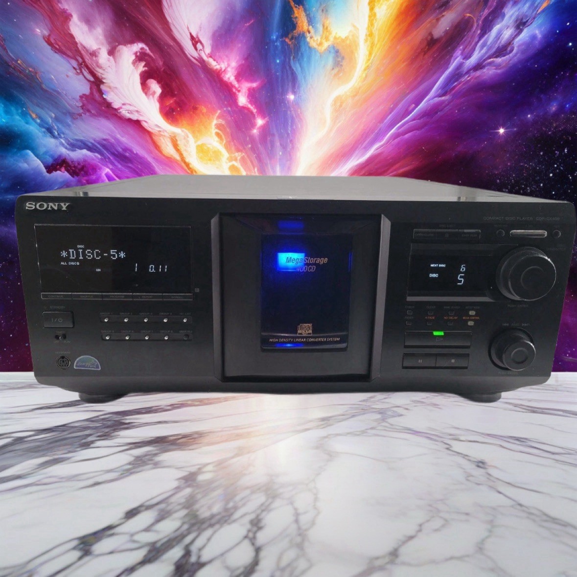 Sony CDP-CX400 MEGA 400 CD Changer, Cable FULLY SERVICED New Belts, SHOCKWATCH