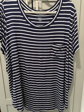 Woman’s Navy & White Striped Market & Spruce Short Sleeve Pocket Tee 3XL